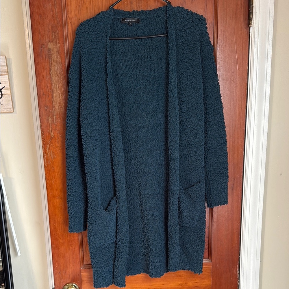 Teal Open-Front Cardigan